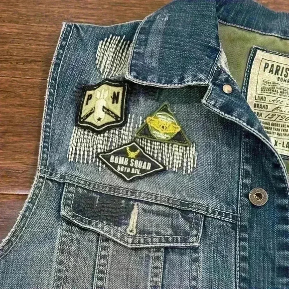 Parish Nation Grunge Army Vest - Y2K - size XL - Picture 2 of 7